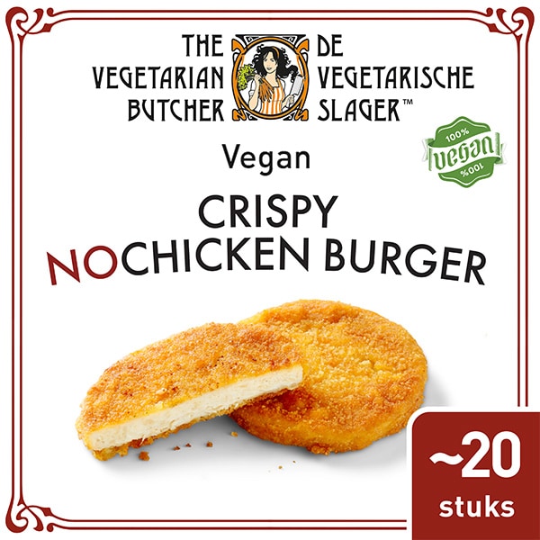 De Vegetarische Slager NoChicken Veganistische Krokante Kipburger 20x90g - 